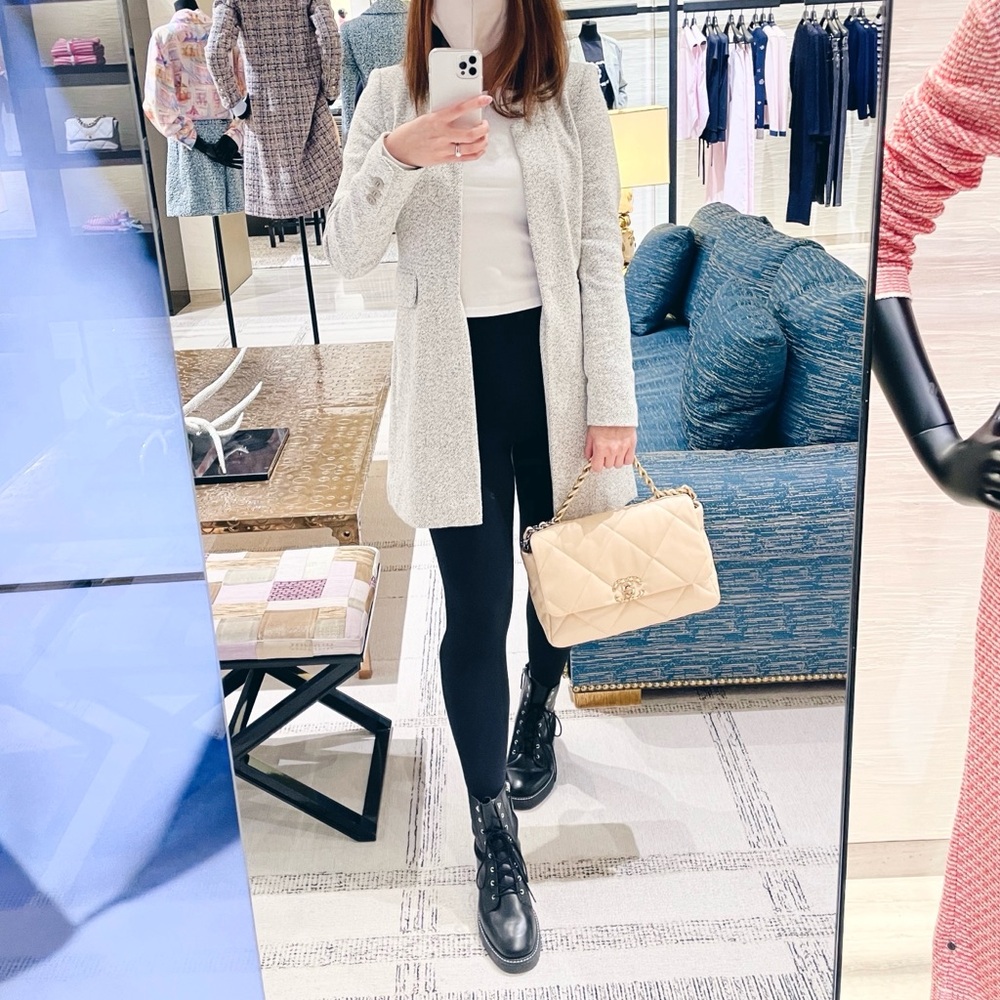 EUC ZARA Grey/White Herringbone Topper Coat Jacket S Overcoat